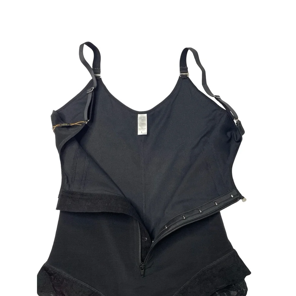 NEW Shaperx Colombian Firm Tummy Control Faja Zip & Hooks bodysuit Size L black